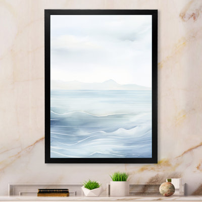 White Grey Line Art Serene Seascapes I - Abstract Canvas Prints
