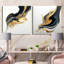 Noir, blanc et or liquide - ensemble de 2 collages carrés modernes-2145787340-2145787341