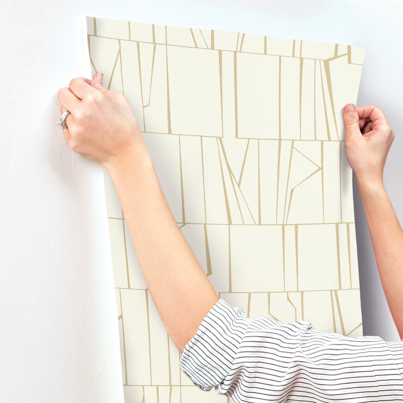 Huntington Indigo Geometric Stripe Wallpaper, White