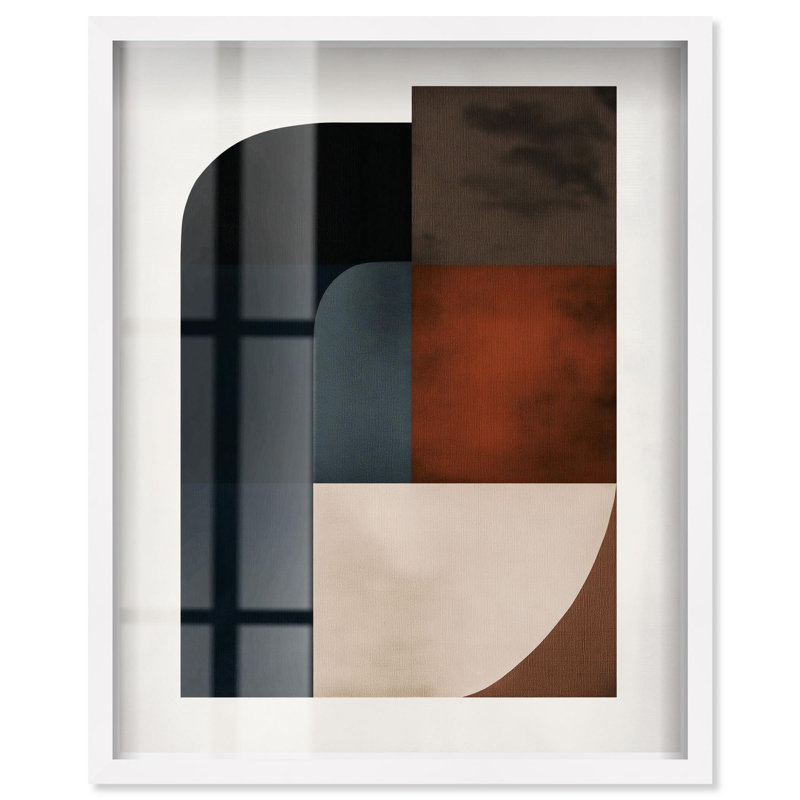 Intersecting Arcs III Shadowbox Print Midcentury Art par Art Remedy, H 37 po x l 31 po, Blanc