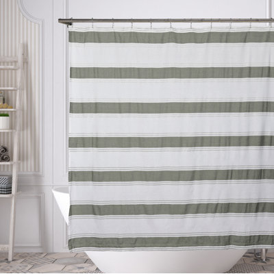 Spritzky 100% Cotton Striped Single Shower Curtain