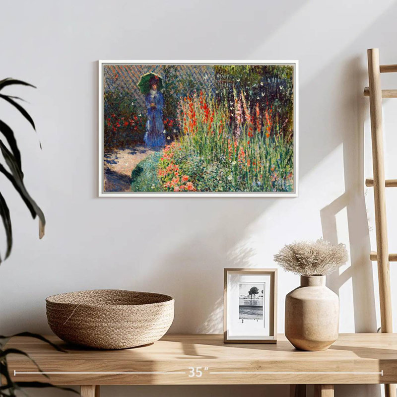 Lit à fleurs arrondi 1876, 19 po x 13 po, Cadre flottant blanc