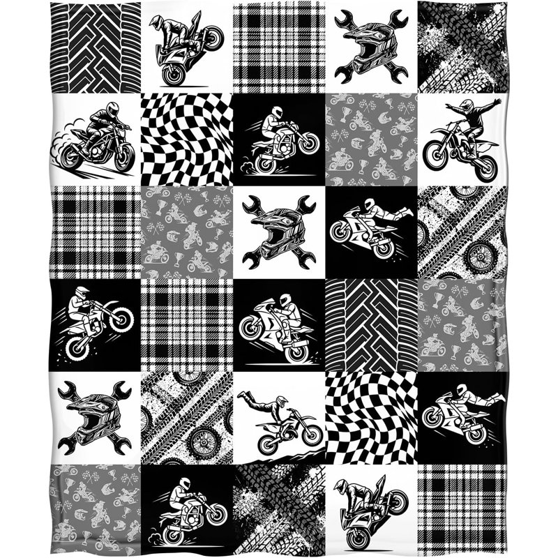 Plaid moto doux et décoratif pour homme, idéal pour une sieste sur le divan, 76 x 102 cm, 7.87" L x 9.84" W