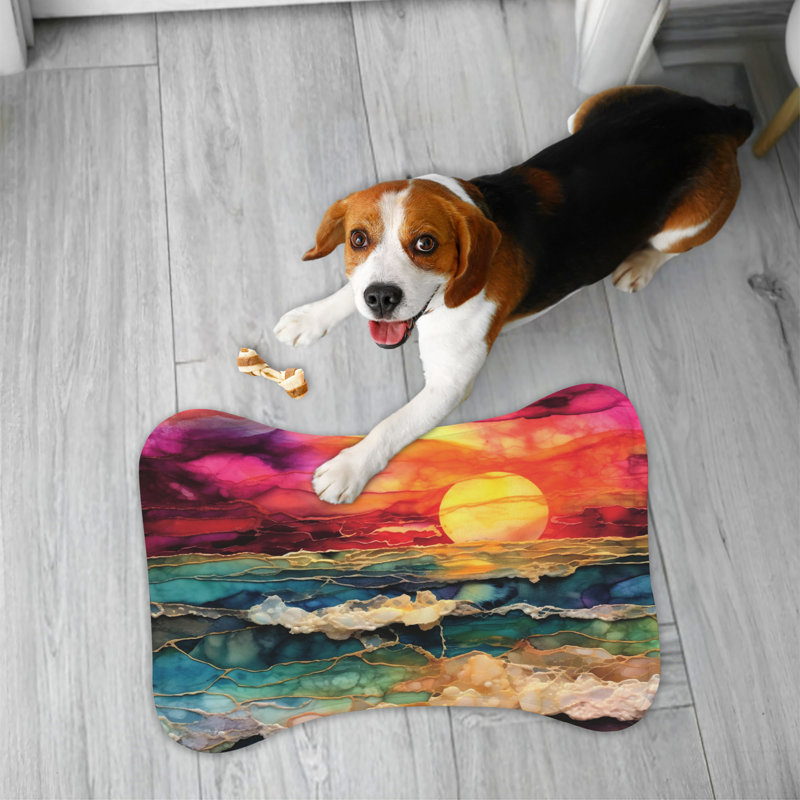 Sunset Patterns - 1 Piece Bone Shape Feeding Mat