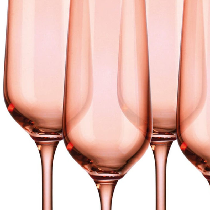 Set Of Four Translucent Flutes, Coral