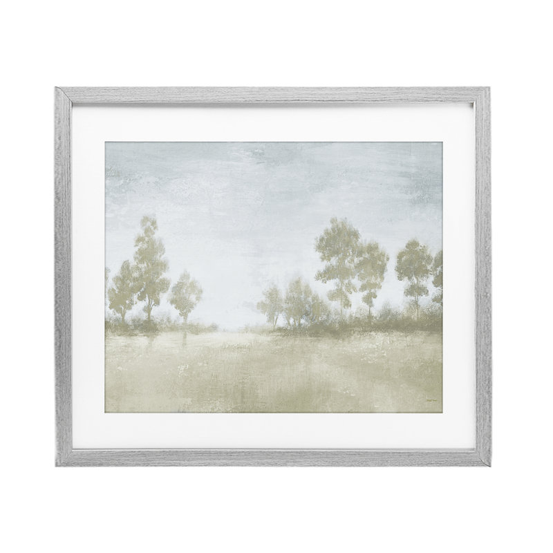 «Soft Distant Valley Landscape», reproduction d'art sous verre encadrée par Michael Marcon, Cadre de ferme gris