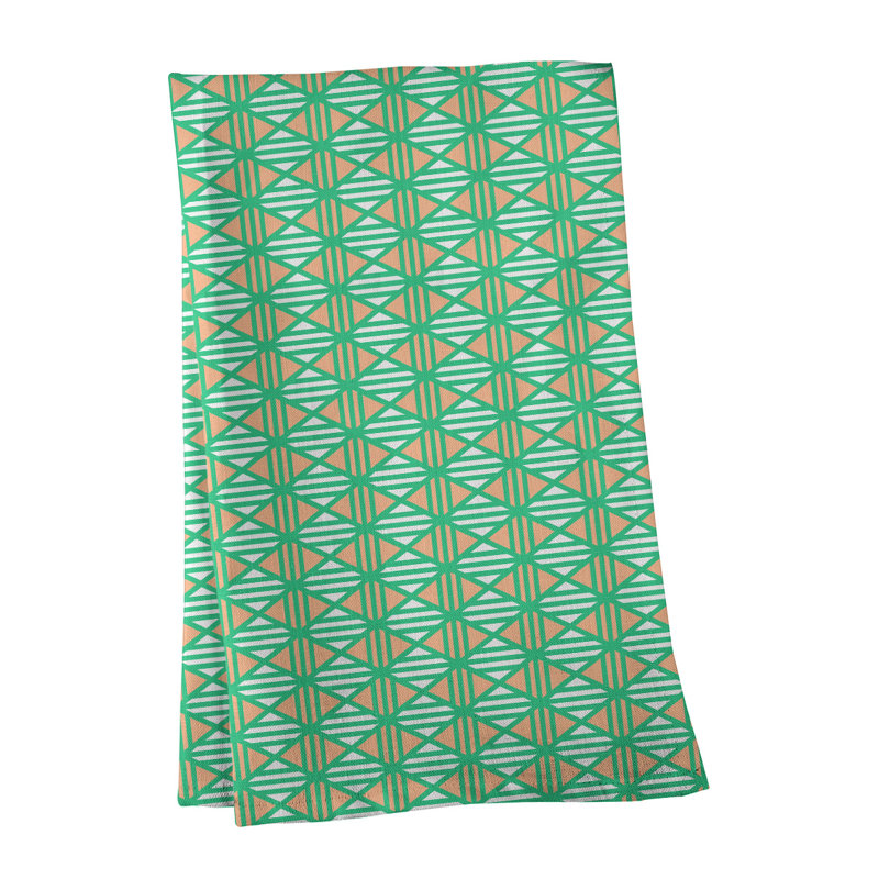 Torchon Gady, Orange / Vert, Polyester sergé
