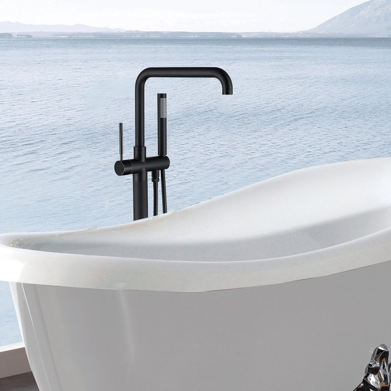 Freestanding Bathtub Faucet with Hand Shower, Matte Black