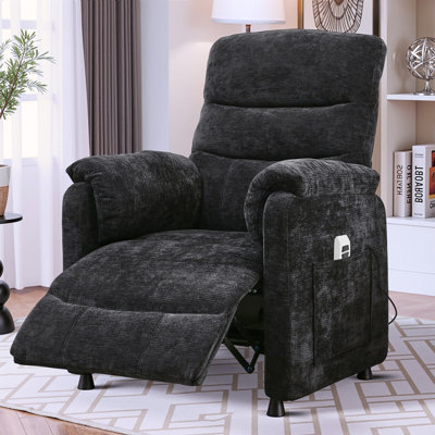 Fauteuil inclinable électrique 34 po en chenille avec poches latérales, télécommande en continu, fauteuil inclinable électrique pour petit espace, capacité de 350 lb