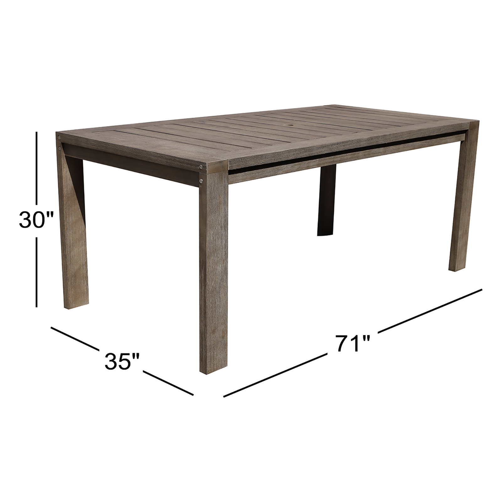 Joly Outdoor Dining Table, 30" H x 71" W x 35" D, Gray