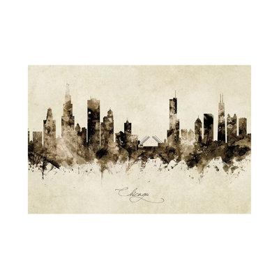 Chicago Illinois Skyline by Michael Tompsett - Wrapped Canvas Painting
