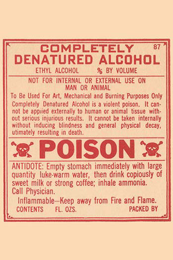 Alcool entièrement dénaturé-impression de publicités non encadrées, H 30 po x l 20 po