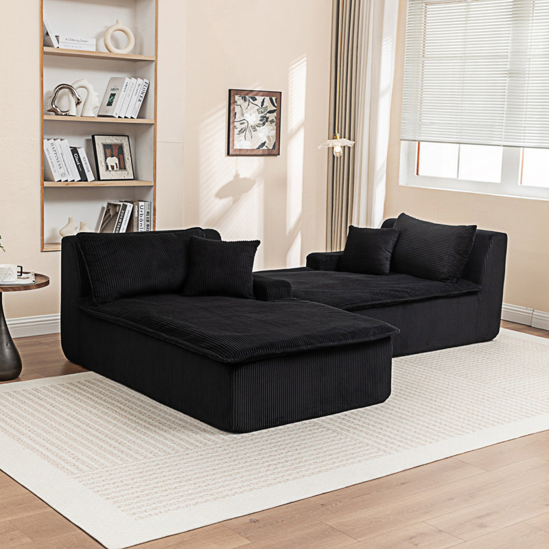 Chaise longue, canapé-lit rembourré, canapé-lit surdimensionné, Noir