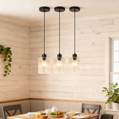 Luminaire suspendu 4,7 po à tête simple en verre noir (3 pièces)