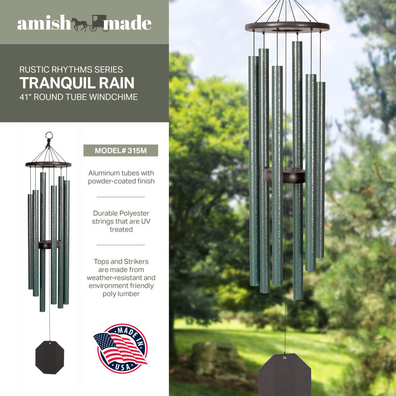 41" Green Powder-Coated Aluminum Wind Chime with Recycled Poly Lumber Striker