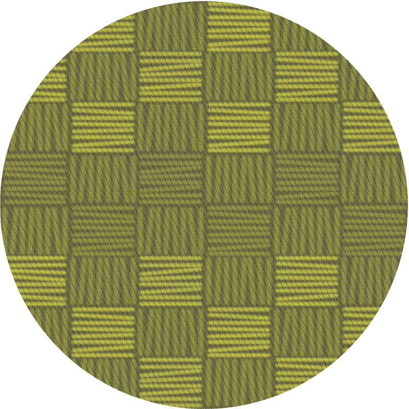 Tapis à motif géométrique vert, Rond 7 pi