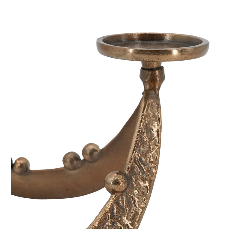 Ensemble de 2 bougeoirs sculpturaux en aluminium bronze, trépied avec accents perlés