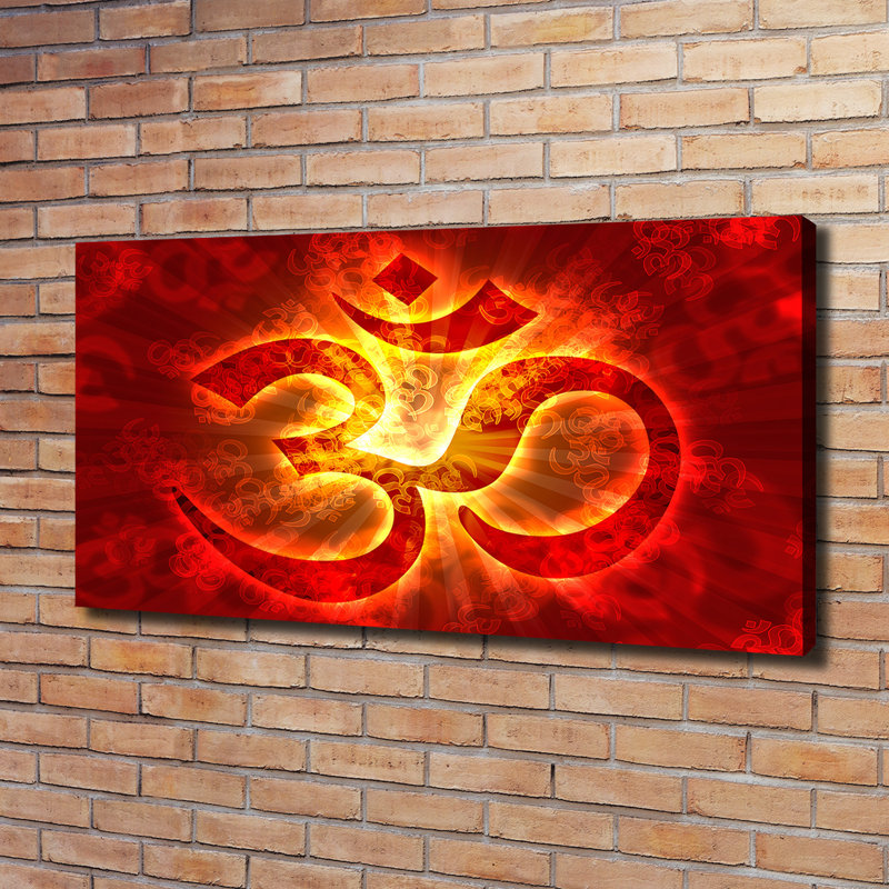 A Burning Om Sign - Wrapped Canvas Print