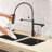 Commercial Kitchen Faucet With Pull Down Sprayer, Single Handle Single Lever Kitchen Sink Faucet