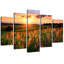 Sunset Flowers Meadow - 5 Piece Wrapped Canvas Print-776411613