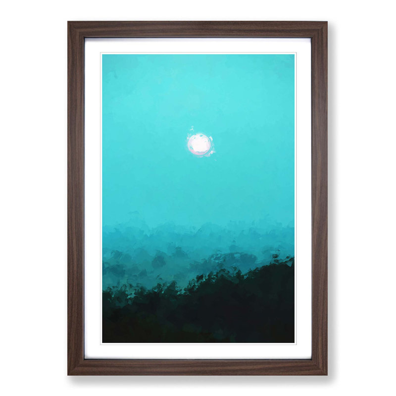 Moon Above Kavala in Greece - Picture Frame Graphic Art Print, Walnut Framed, 36cm H x 27cm W x 2cm D