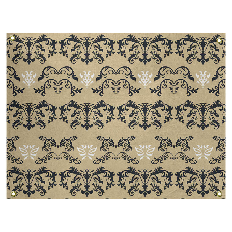 Tapisserie baroque polyester polyester de la Nouvelle-Orléans, H 59 po x l 80 po, Blé / noir / blanc