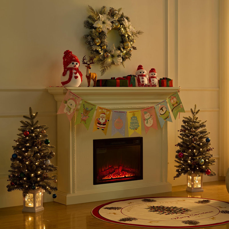 2 pièces arbre de Noël artificiel enneigé 3 pi avec 70 lumières DEL de qualité supérieure