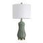 Lampe de table en céramique verte avec abat-jour tambour