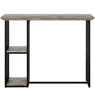 Counter Height Table With Oak And Metal - 2 Shelves, Sandy Black Finish Display Shelves For Items
