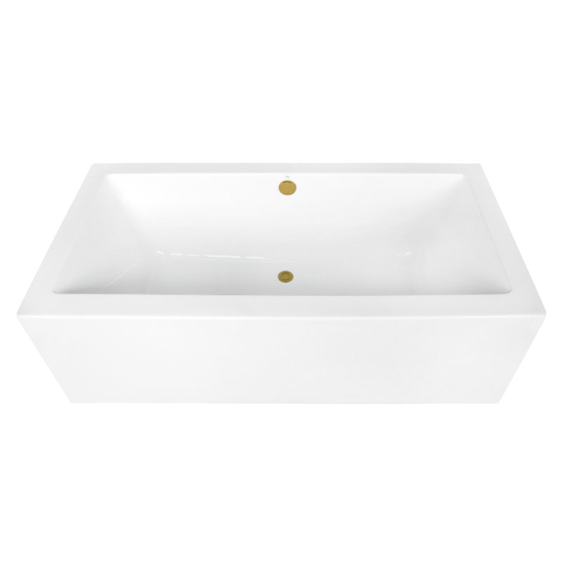 Kingston Brass Aqua Eden 67-Inch Acrylic Rectangular Double Ended Freestanding Tub with Overflow/Drain Assembly