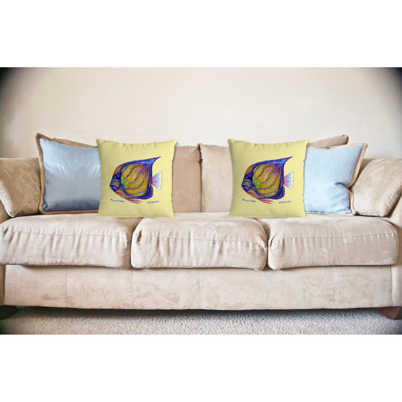 Housse et insert de coussin carré extérieur Ring Angelfish, Jaune