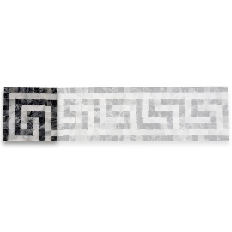3.5 in. x 3.5 in. Polished Marble Tile, White/Brown/Gray