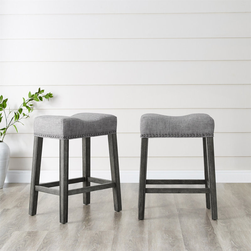 Ensemble de 2 tabourets de comptoir Coco, Gris, Gris