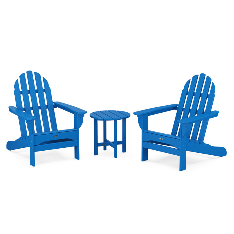 TREX Outdoors Cape Cod 3-Piece Adirondack Set, Pacific Blue