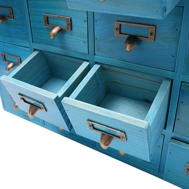 Organisateur de bureau empilable en bois avec tiroirs Tondia, Bleu