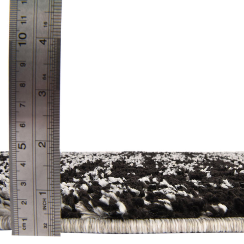 Tapis noir à motif géométrique Orlando, Rectangle 2 pi x 3 pi 2 po