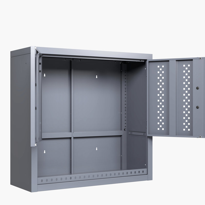 Armoire de garage en acier gris H 30,15 po avec porte, fixée au mur pour les cuisines, les sous-sols, les entrepôts, l'assemblage rapide, l'outil de rayonnage personnalisé H, les tablettes métalliques amovibles