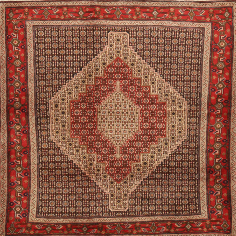 Tapis oriental rouge / beige, Rond 7 pi