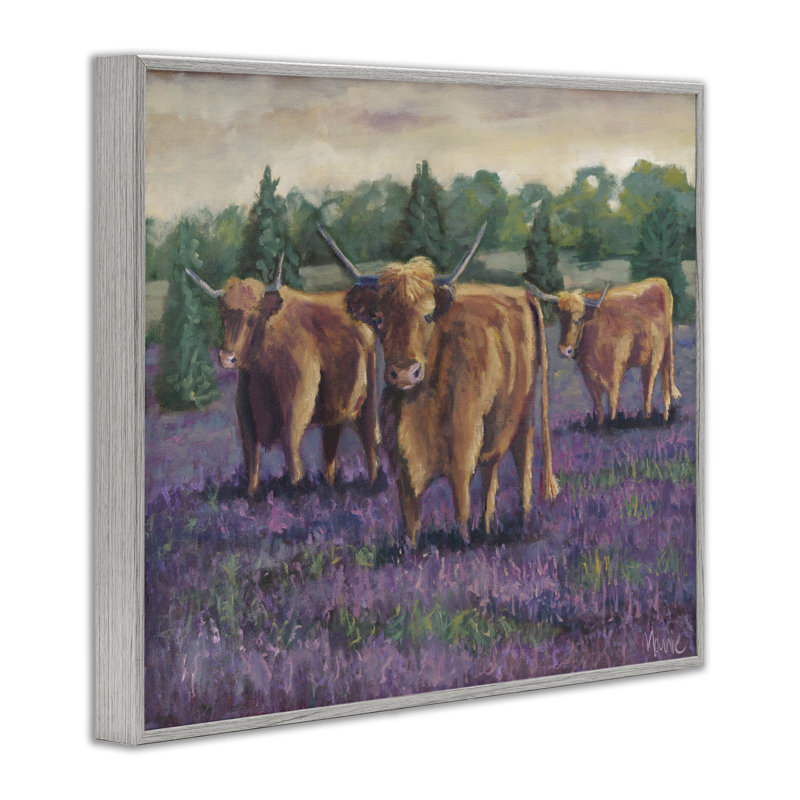 «Mauve Fields & Cows», estampe numérique, design par Marnie Bourque, H 24 po x l 30 po, Estampe numérique Farmhouse