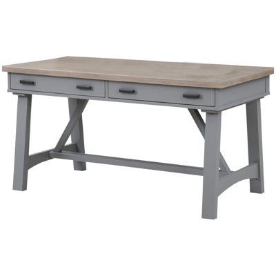 Stapleton Solid Wood Writing Desk with Built-In Electrical Outlet