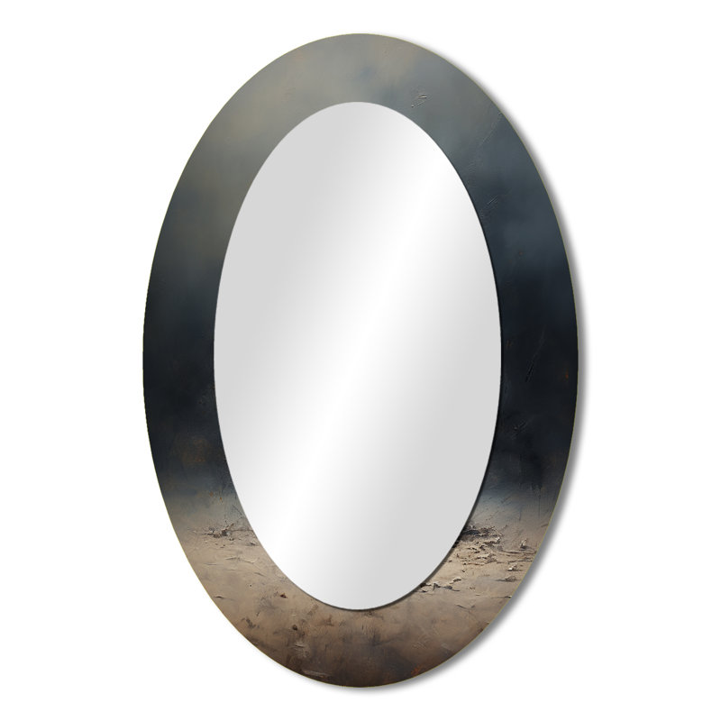 Baseball Subtle Strikeout - Modern Oval Wall Mirror, 36" x 24"