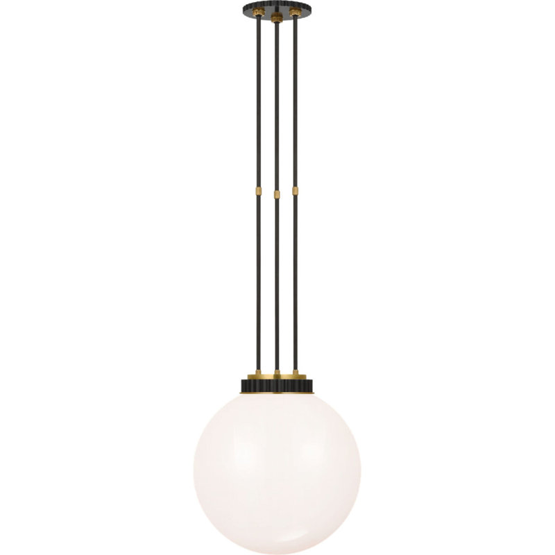 Cavill 16" Pendant with White Glass, Bronze/Natural Brass