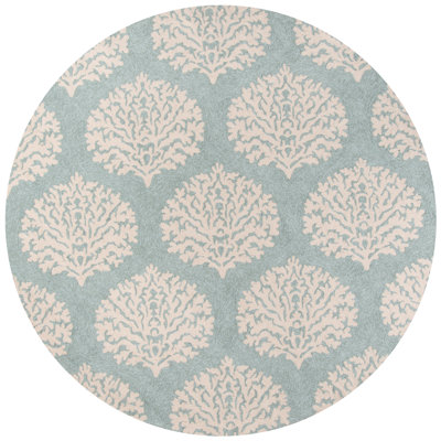 Tapis bleu bouclé fait main Cline