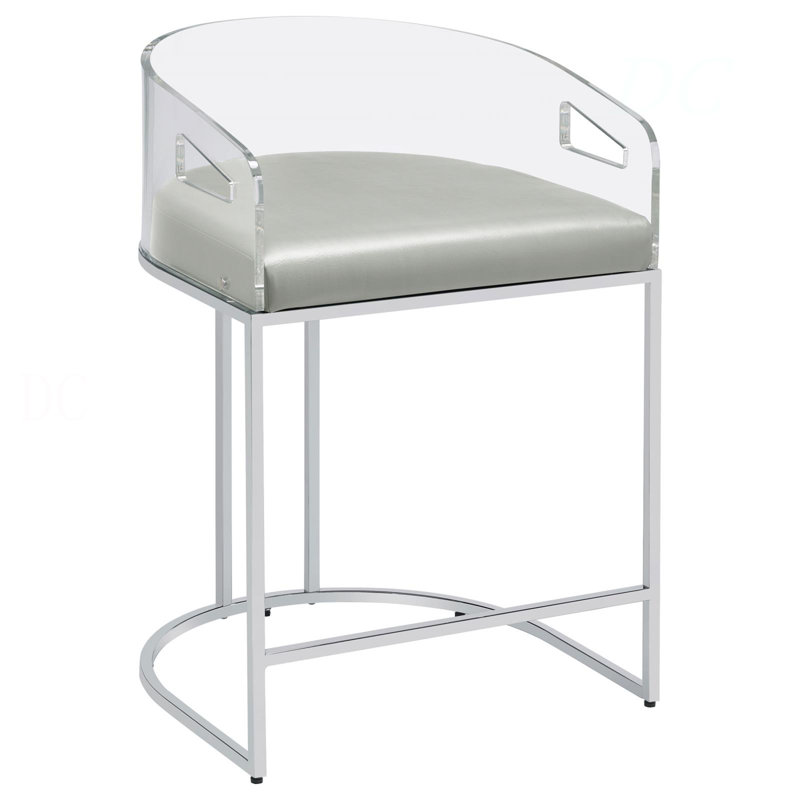 Tabourets gris et chromés (ensemble de 2), Tabouret de comptoir (siège d'une hauteur de 25,7