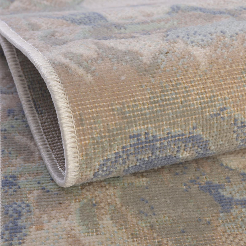 Tapis contemporain de couleur ivoire Nin, Rond 5 pi