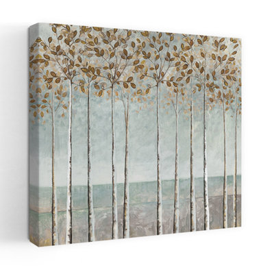 Entre les lignes de l'arbre, paysage de bouleau contemporain contemporain, art