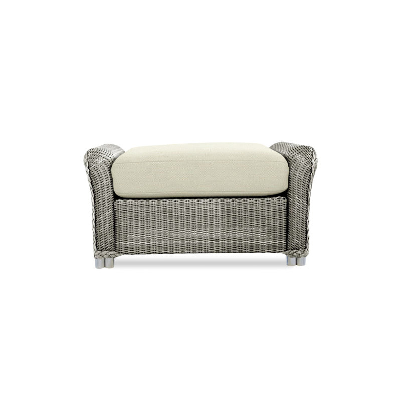 Reflections Outdoor Ottoman, Pewter, Botanic Willow