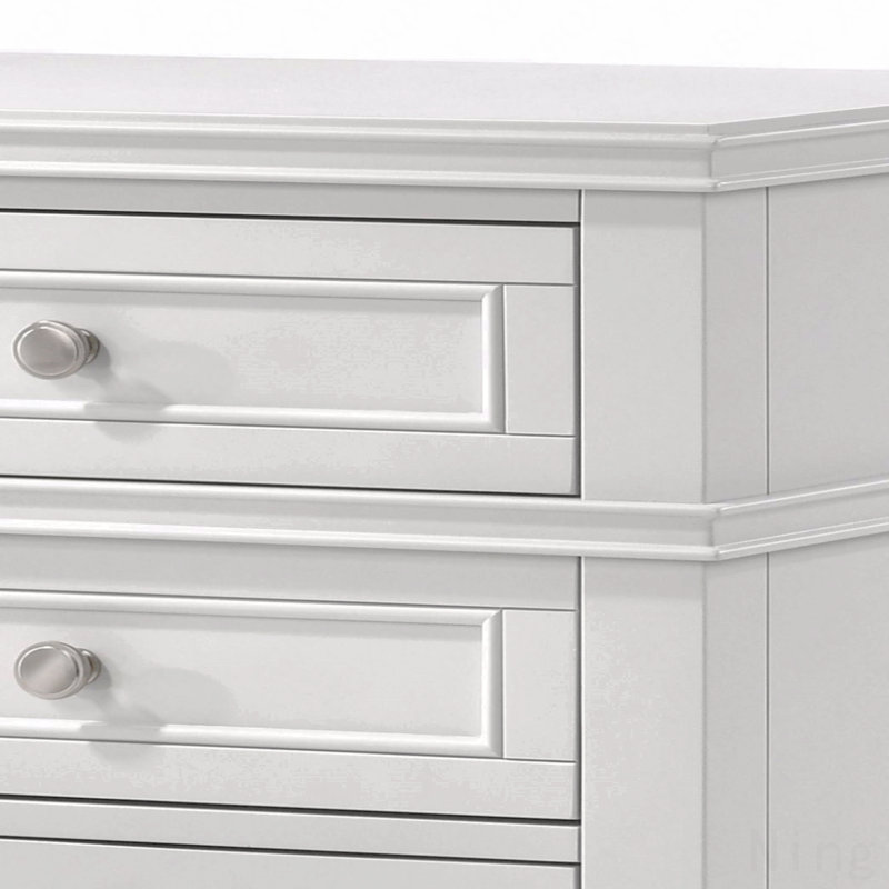 Table de chevet 3 tiroirs avec ports USB, Blanc