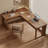 Walnut L-Shaped Solid Wood with 3 Drawers Desk-109624430-109624435