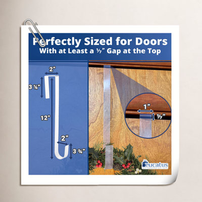 Support de couronne 100% anti-rayures 100% transparent Mince porte-couronnes de Noël pour suspendre des décorations d'Halloween d'automne au-dessus d'une porte d'entrée ou de garage. Les meilleurs crochets longs pour la décoration intérieure ou exté